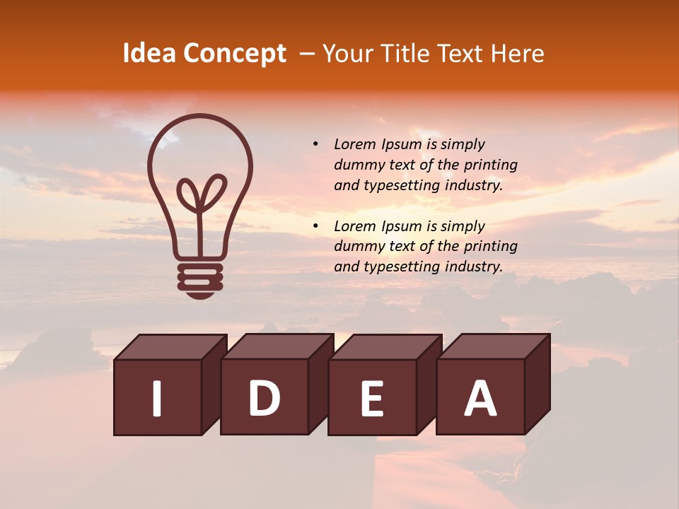 A Beautiful Sunset Over The Ocean With Rocks In The Foreground PowerPoint Template