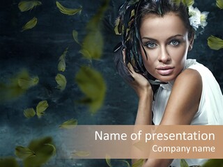 A Beautiful Woman With A Flower In Her Hair PowerPoint Template