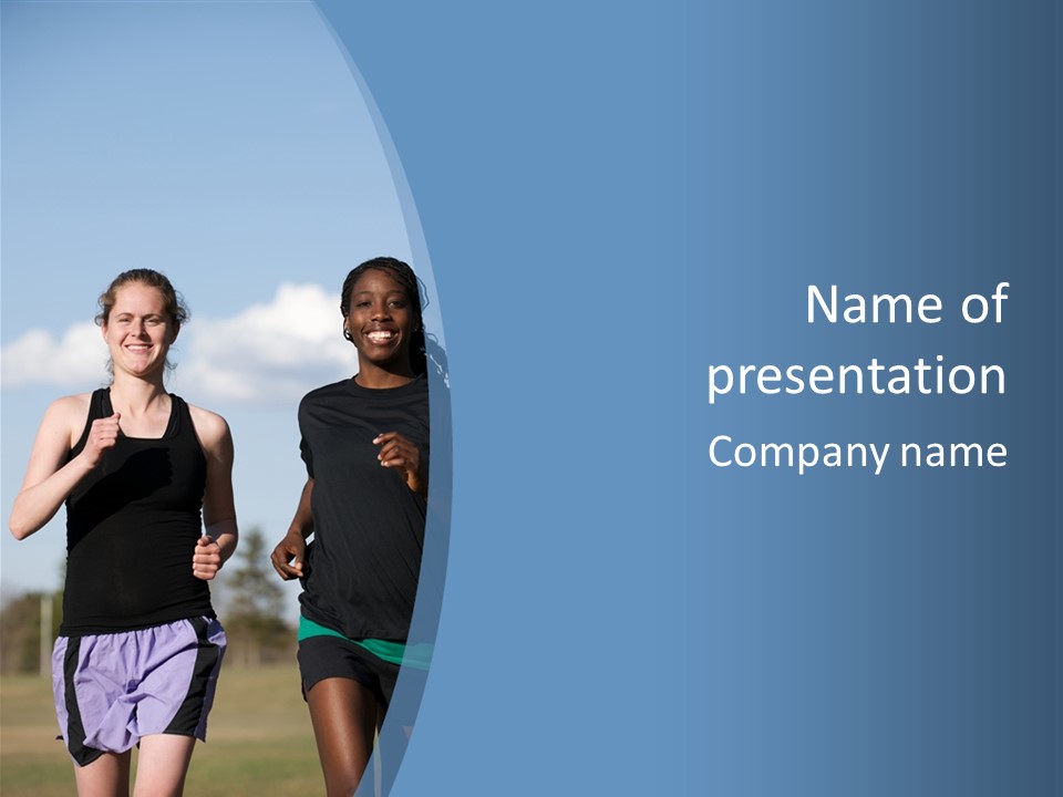 Two Women Running In A Field Powerpoint Presentation PowerPoint Template