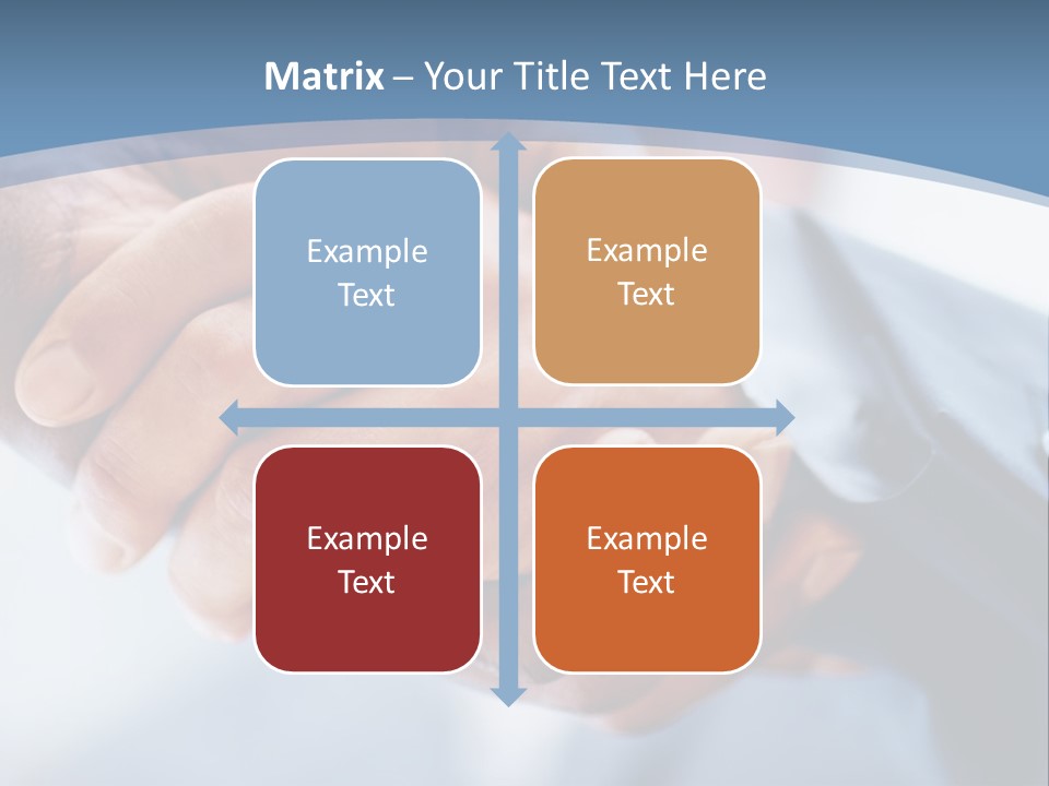 Two People Shaking Hands Over A Blue Background PowerPoint Template