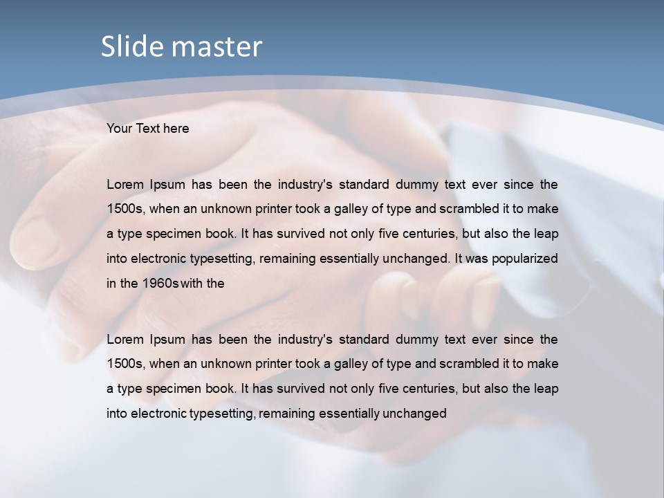 Two People Shaking Hands Over A Blue Background PowerPoint Template