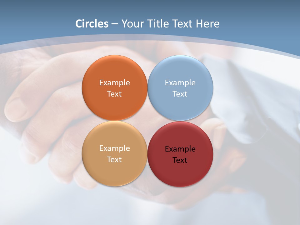 Two People Shaking Hands Over A Blue Background PowerPoint Template