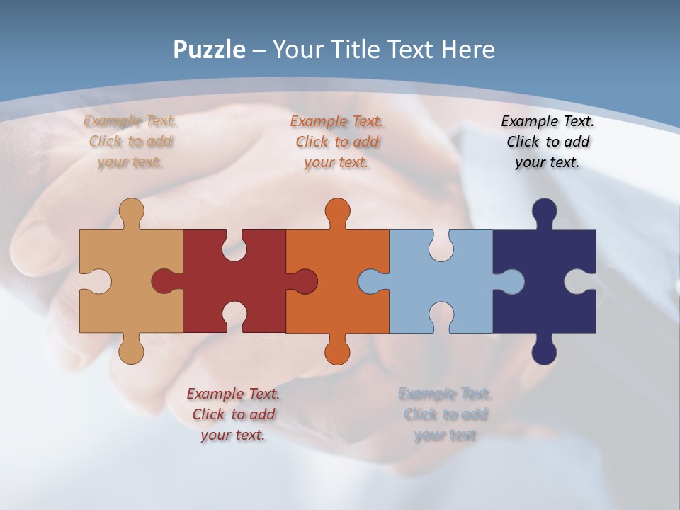 Two People Shaking Hands Over A Blue Background PowerPoint Template