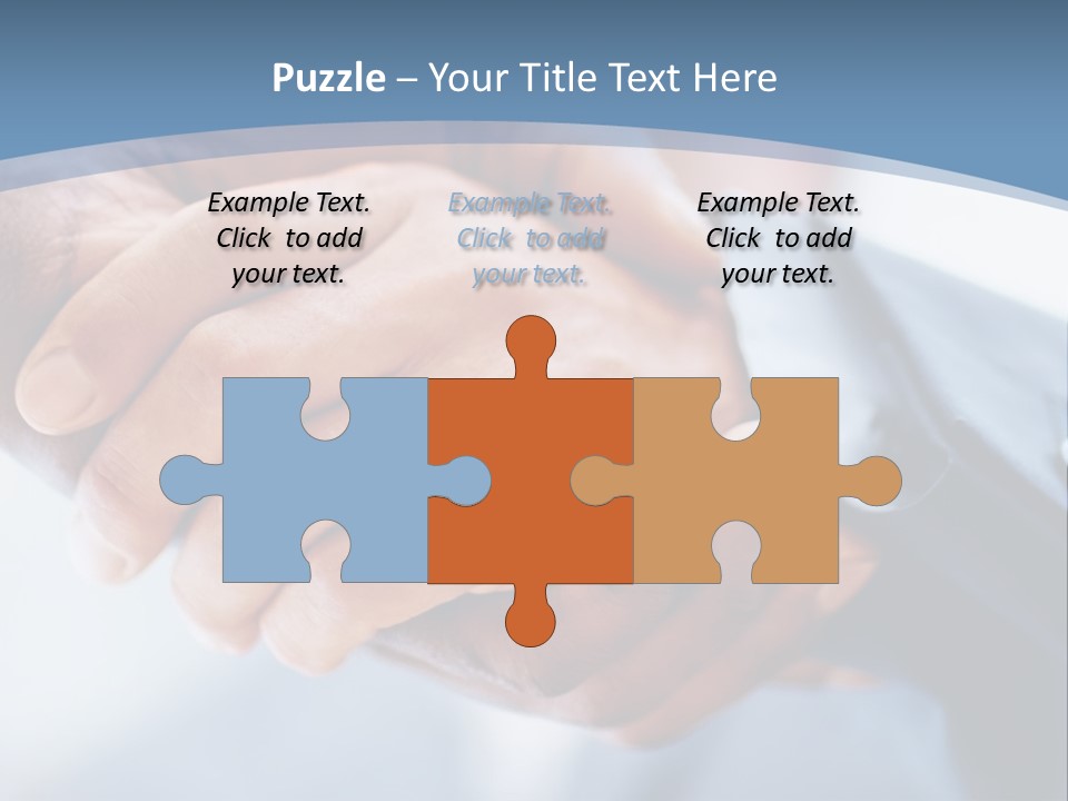 Two People Shaking Hands Over A Blue Background PowerPoint Template