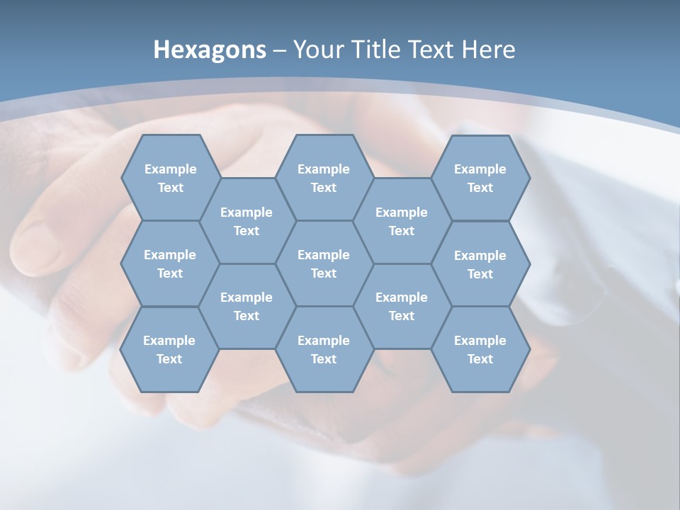 Two People Shaking Hands Over A Blue Background PowerPoint Template