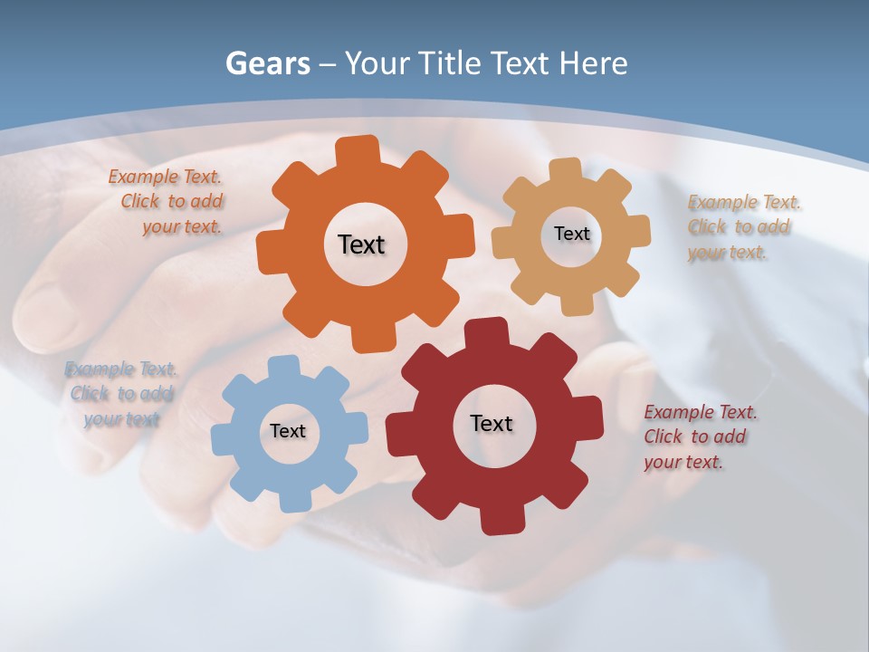 Two People Shaking Hands Over A Blue Background PowerPoint Template