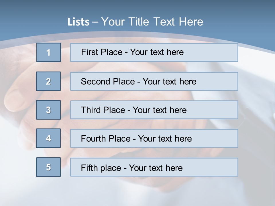 Two People Shaking Hands Over A Blue Background PowerPoint Template