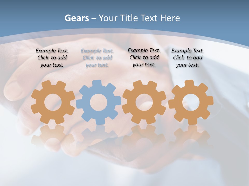 Two People Shaking Hands Over A Blue Background PowerPoint Template