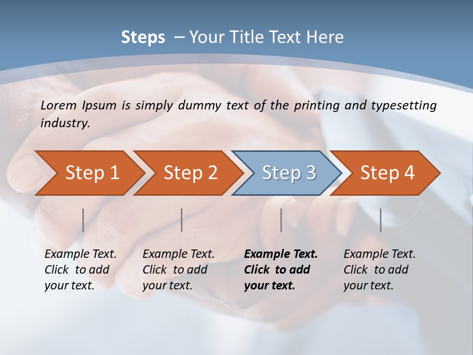 Two People Shaking Hands Over A Blue Background PowerPoint Template