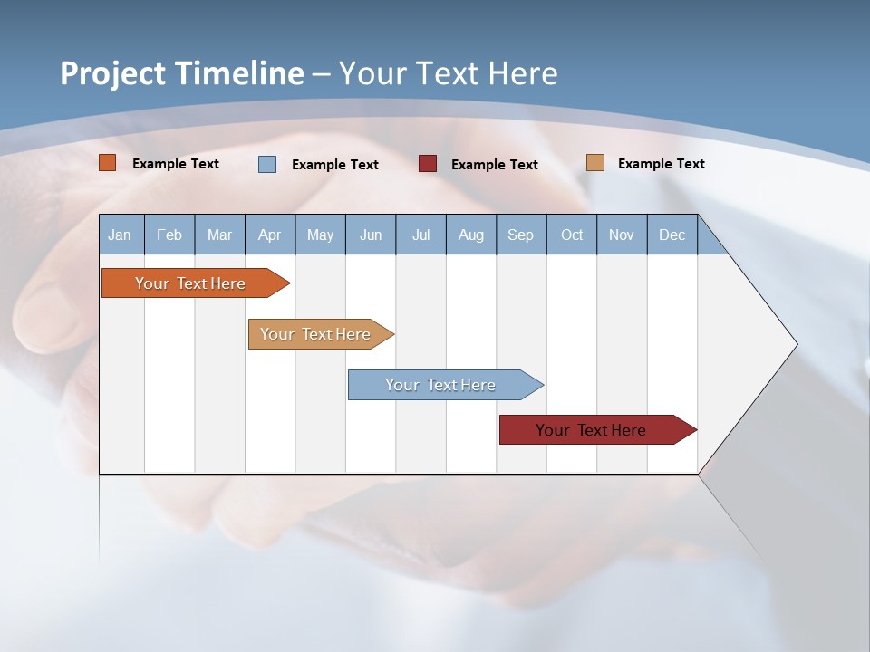 Two People Shaking Hands Over A Blue Background PowerPoint Template