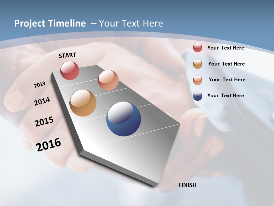 Two People Shaking Hands Over A Blue Background PowerPoint Template