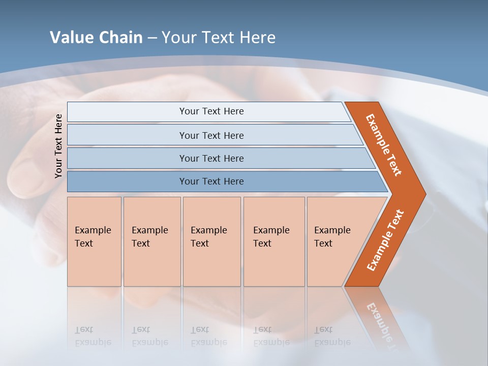 Two People Shaking Hands Over A Blue Background PowerPoint Template