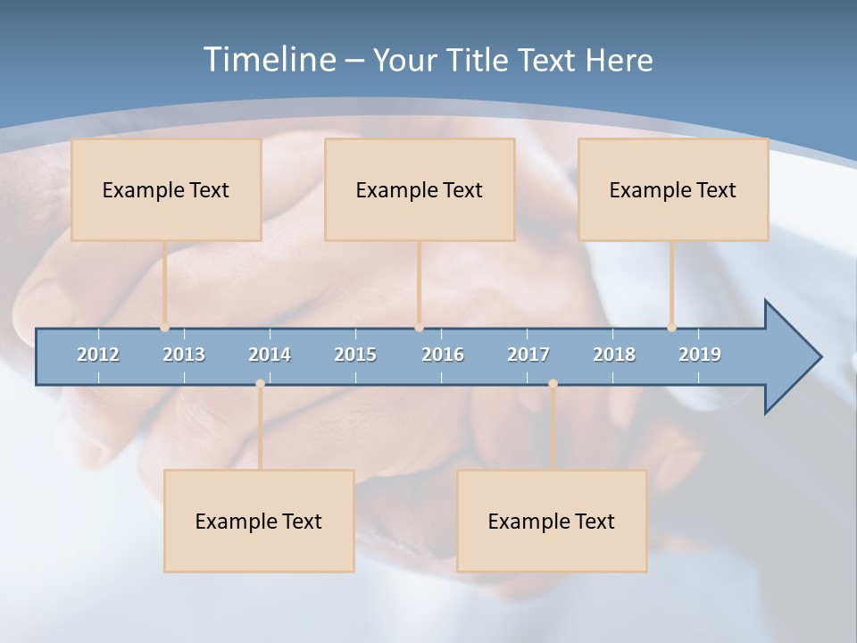Two People Shaking Hands Over A Blue Background PowerPoint Template