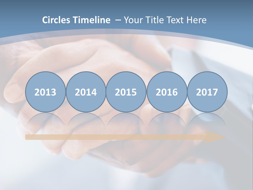 Two People Shaking Hands Over A Blue Background PowerPoint Template