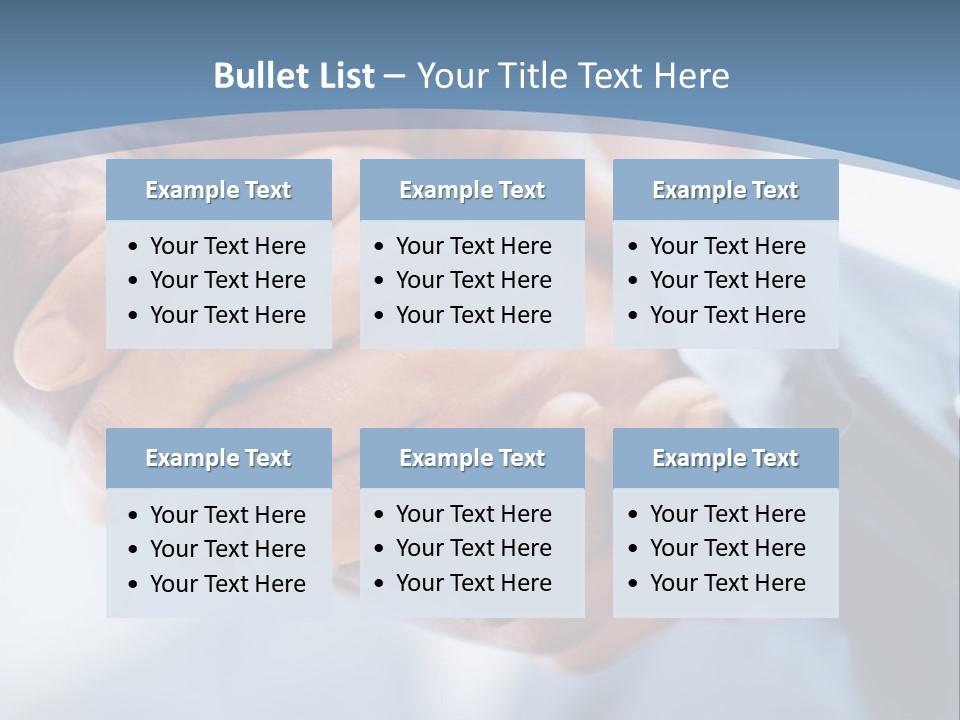 Two People Shaking Hands Over A Blue Background PowerPoint Template