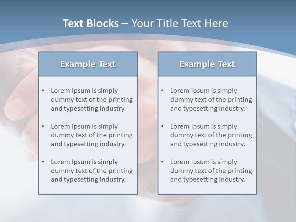 Two People Shaking Hands Over A Blue Background PowerPoint Template