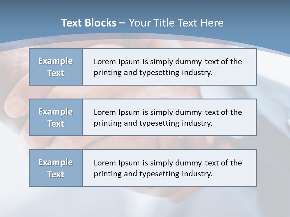 Two People Shaking Hands Over A Blue Background PowerPoint Template