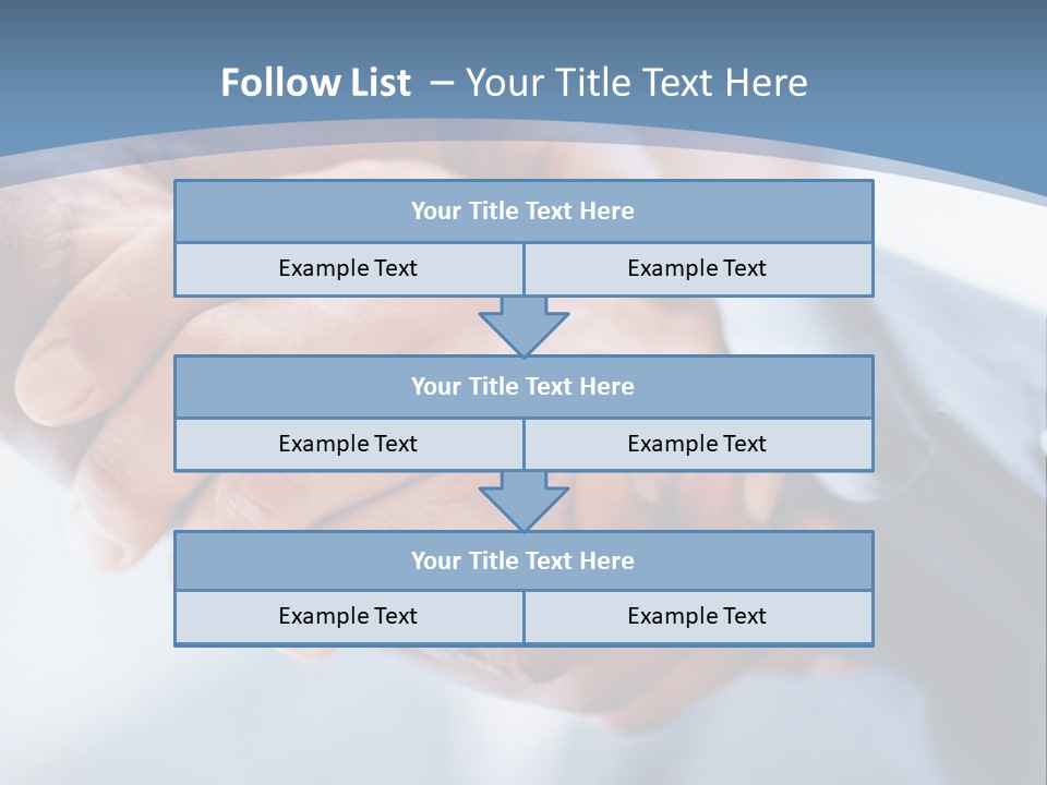 Two People Shaking Hands Over A Blue Background PowerPoint Template
