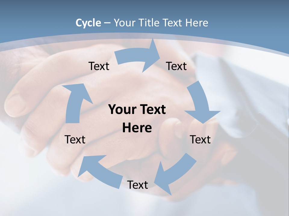 Two People Shaking Hands Over A Blue Background PowerPoint Template