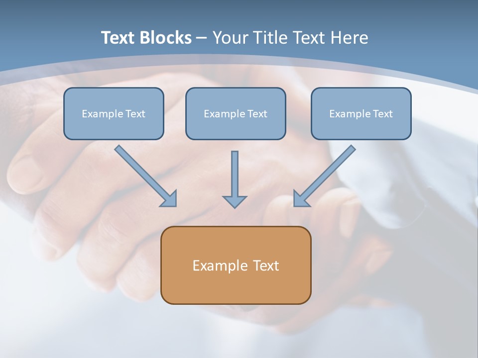 Two People Shaking Hands Over A Blue Background PowerPoint Template