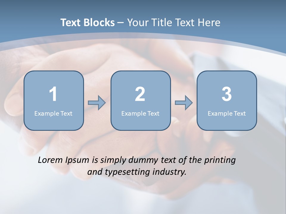 Two People Shaking Hands Over A Blue Background PowerPoint Template