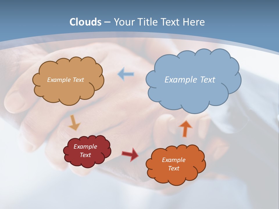 Two People Shaking Hands Over A Blue Background PowerPoint Template