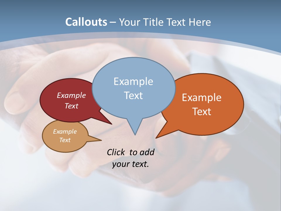 Two People Shaking Hands Over A Blue Background PowerPoint Template