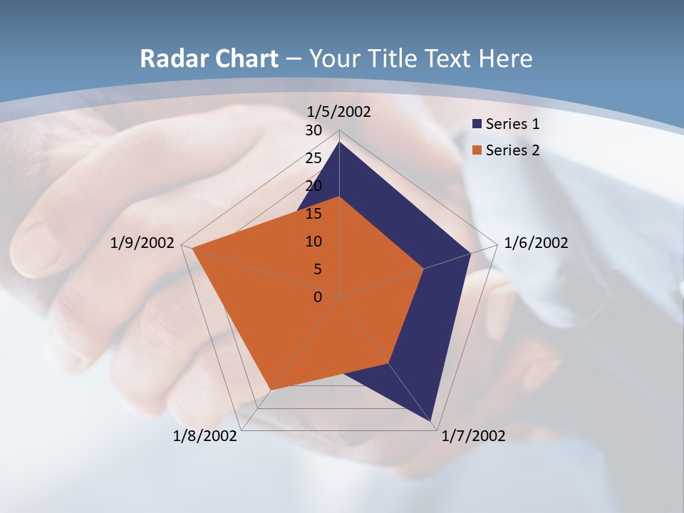 Two People Shaking Hands Over A Blue Background PowerPoint Template