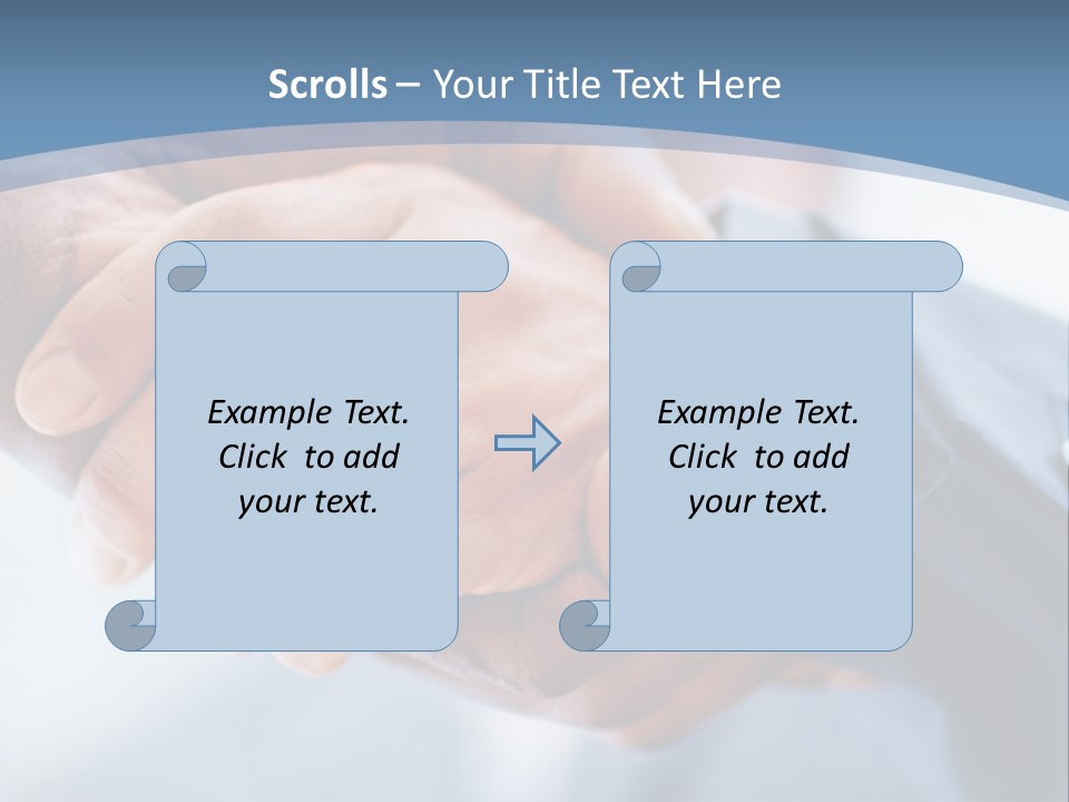 Two People Shaking Hands Over A Blue Background PowerPoint Template