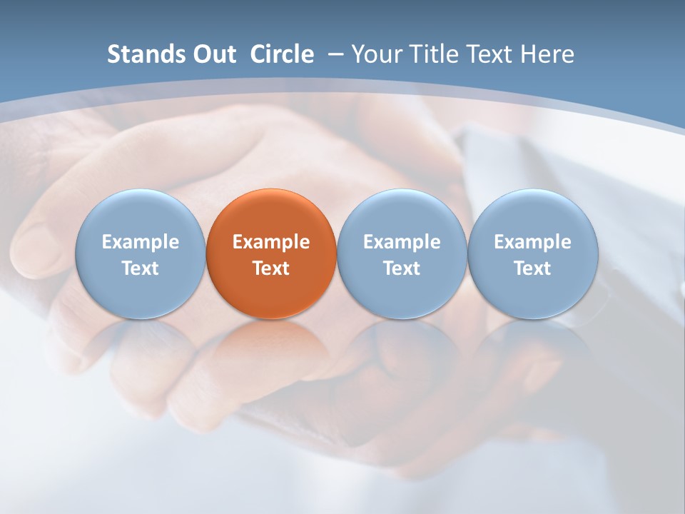 Two People Shaking Hands Over A Blue Background PowerPoint Template