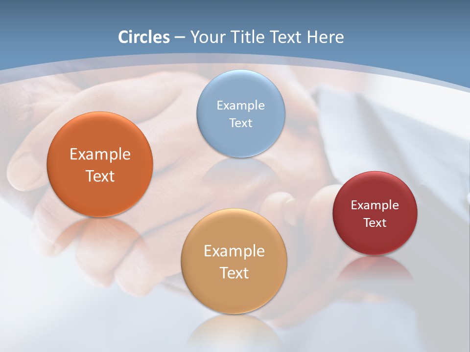 Two People Shaking Hands Over A Blue Background PowerPoint Template