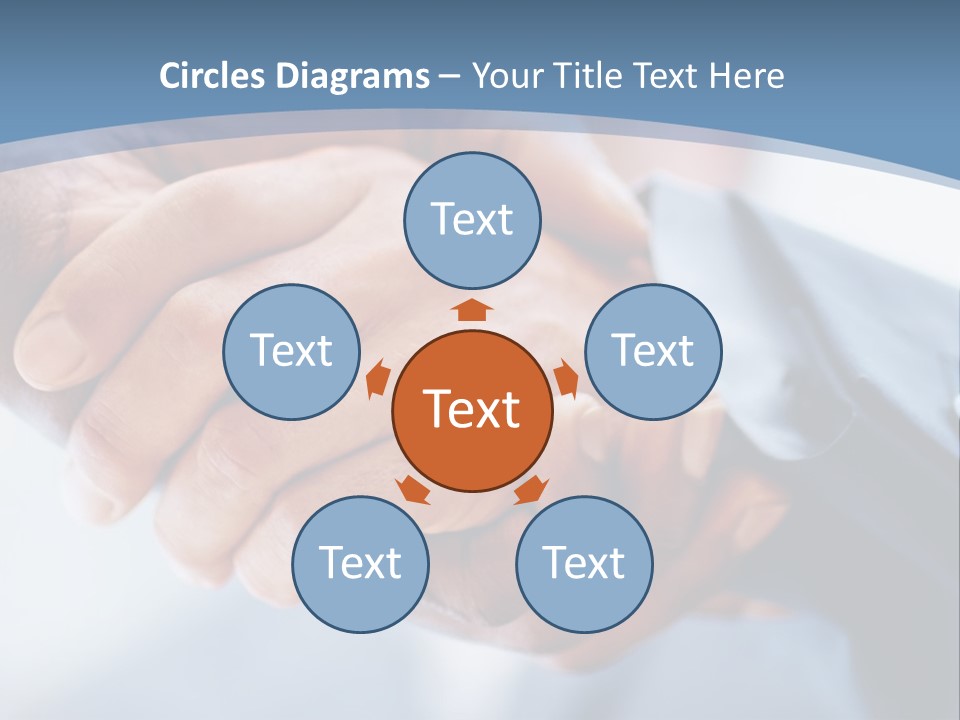 Two People Shaking Hands Over A Blue Background PowerPoint Template