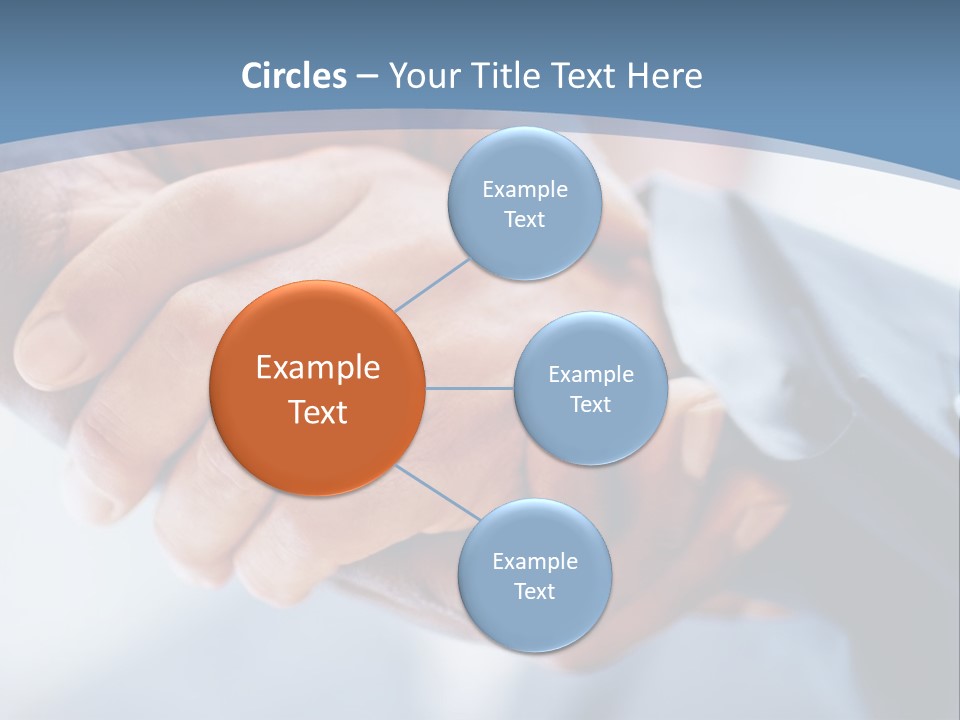 Two People Shaking Hands Over A Blue Background PowerPoint Template