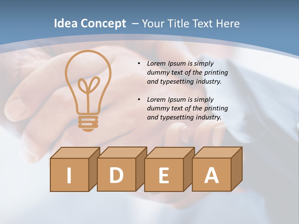 Two People Shaking Hands Over A Blue Background PowerPoint Template