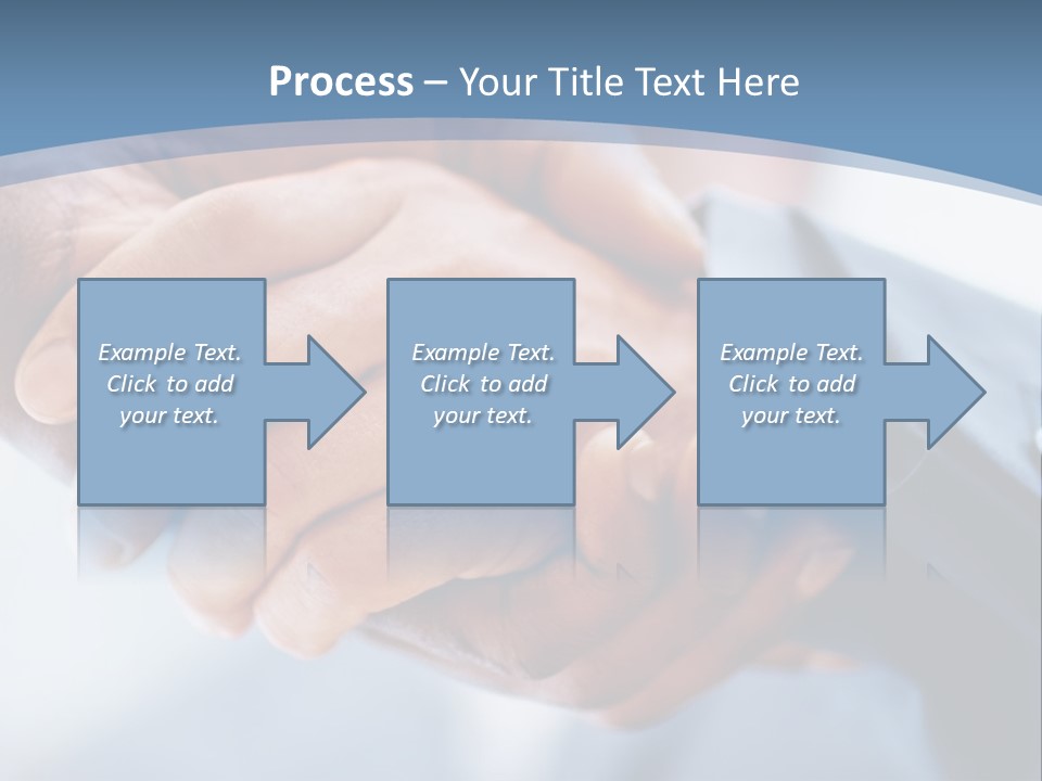 Two People Shaking Hands Over A Blue Background PowerPoint Template