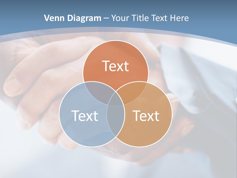 Two People Shaking Hands Over A Blue Background PowerPoint Template