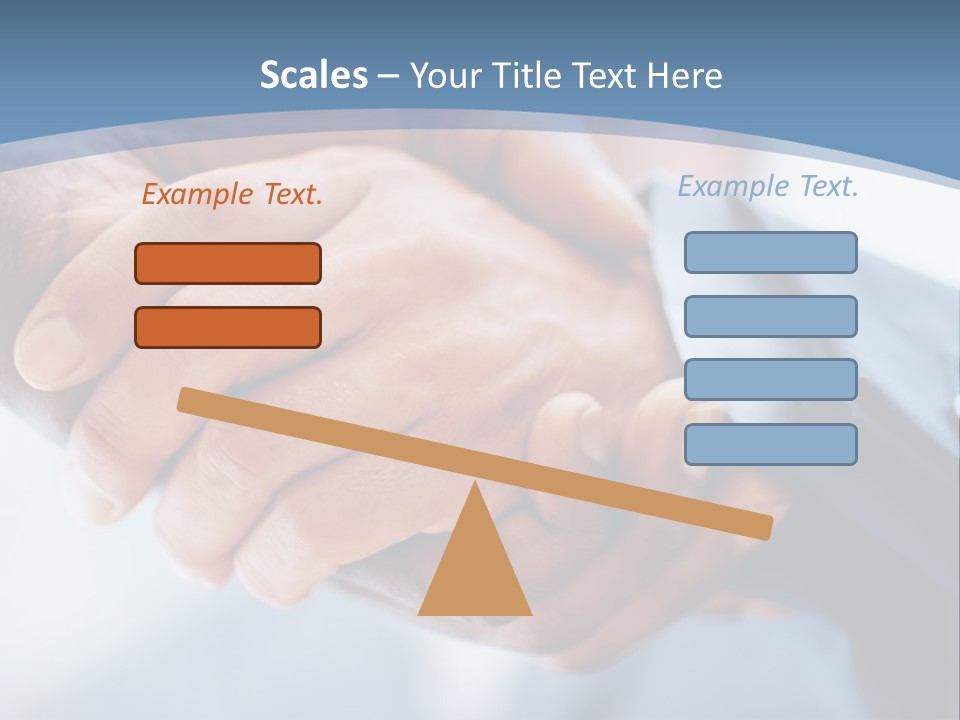 Two People Shaking Hands Over A Blue Background PowerPoint Template