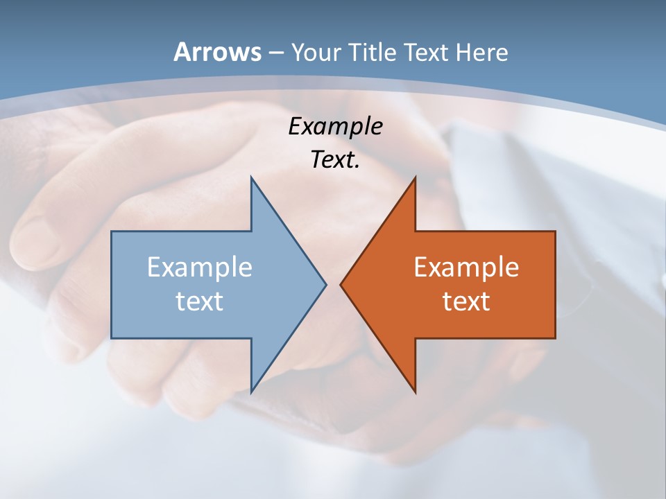 Two People Shaking Hands Over A Blue Background PowerPoint Template