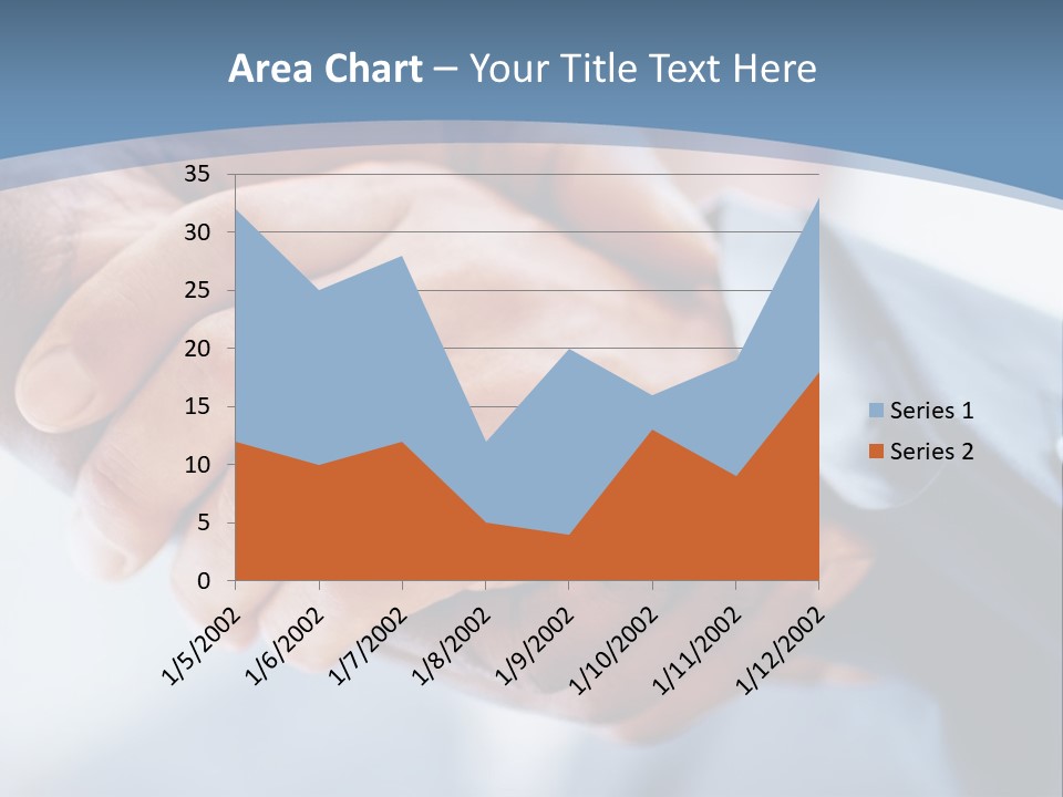 Two People Shaking Hands Over A Blue Background PowerPoint Template
