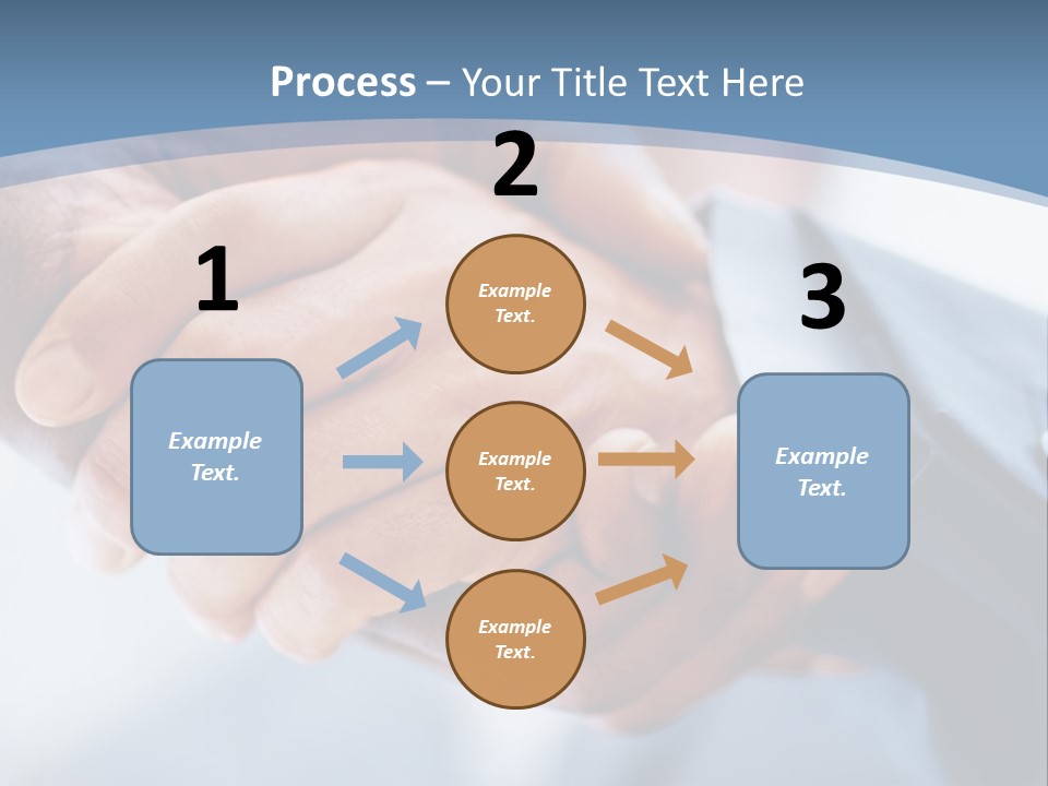 Two People Shaking Hands Over A Blue Background PowerPoint Template