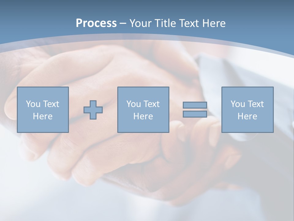 Two People Shaking Hands Over A Blue Background PowerPoint Template
