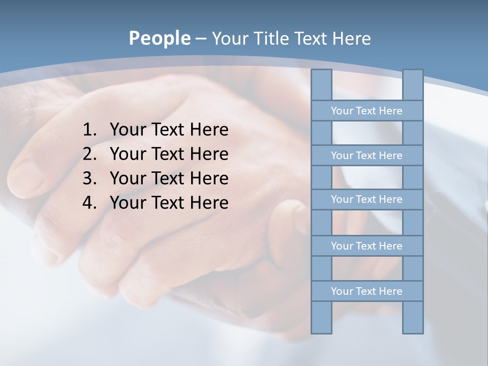 Two People Shaking Hands Over A Blue Background PowerPoint Template