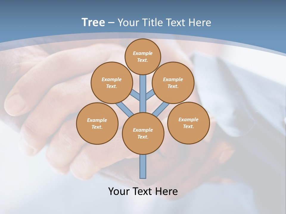 Two People Shaking Hands Over A Blue Background PowerPoint Template