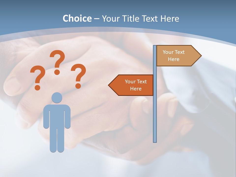 Two People Shaking Hands Over A Blue Background PowerPoint Template