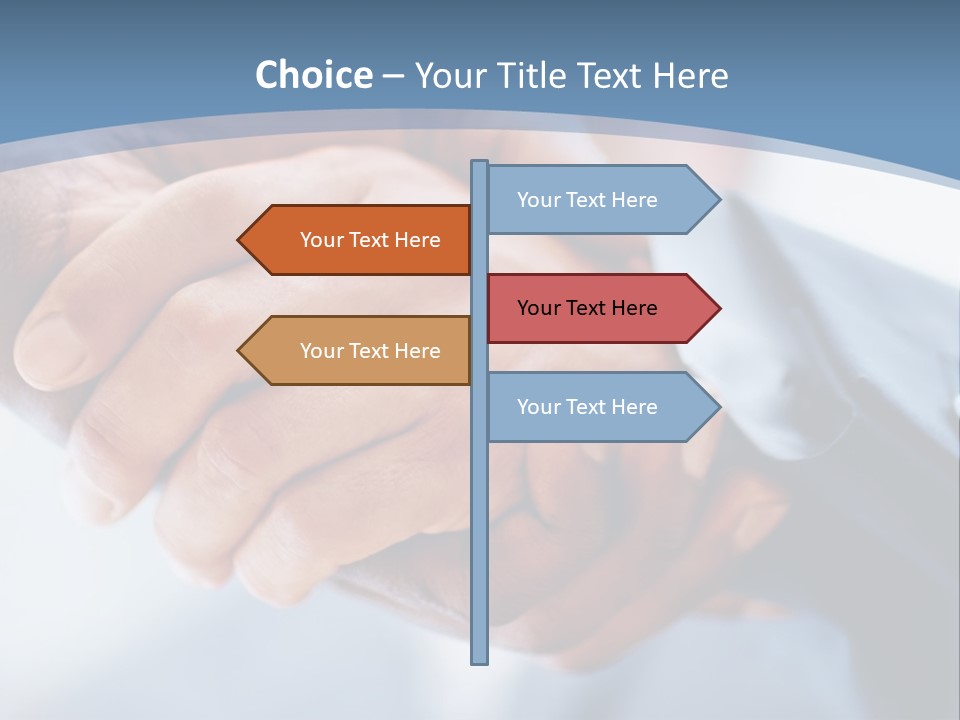 Two People Shaking Hands Over A Blue Background PowerPoint Template