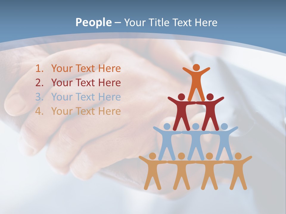 Two People Shaking Hands Over A Blue Background PowerPoint Template