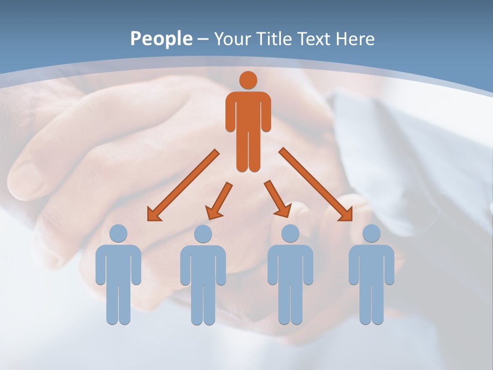 Two People Shaking Hands Over A Blue Background PowerPoint Template