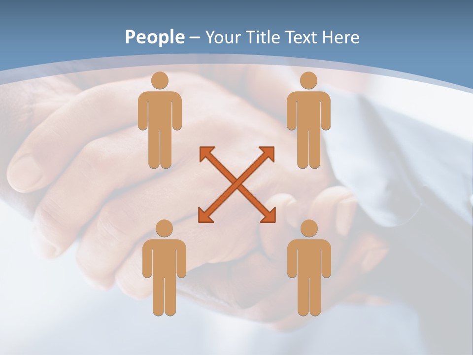 Two People Shaking Hands Over A Blue Background PowerPoint Template