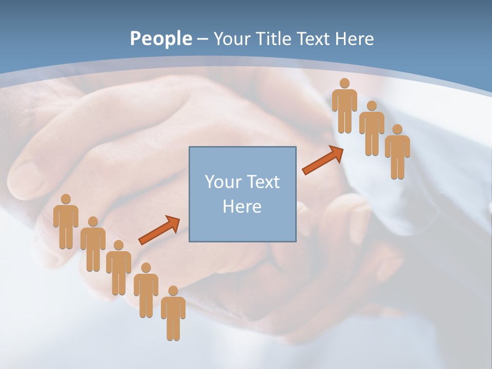 Two People Shaking Hands Over A Blue Background PowerPoint Template