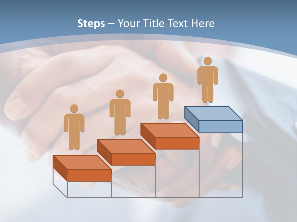 Two People Shaking Hands Over A Blue Background PowerPoint Template